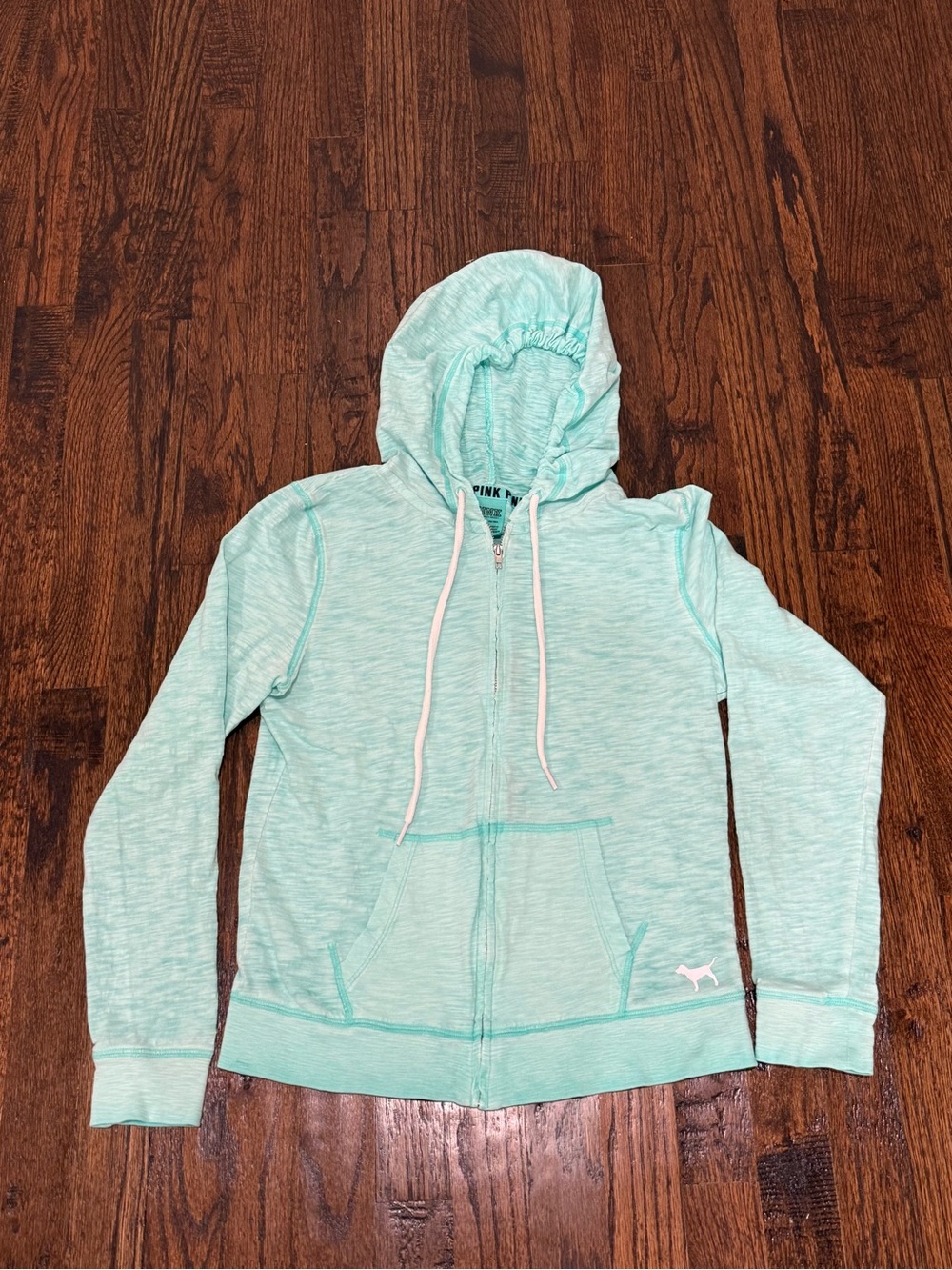 Ladies Victoria's Secret PINK Zip Up Hoodie Dog Logo T -Shirt Small